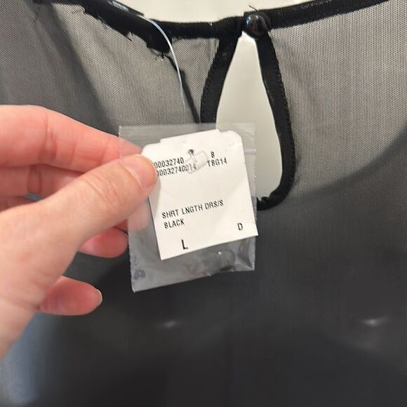 Forever 21 Mini Shirt Length Black Sheer Top Dress Large L NWT - Picture 4 of 5